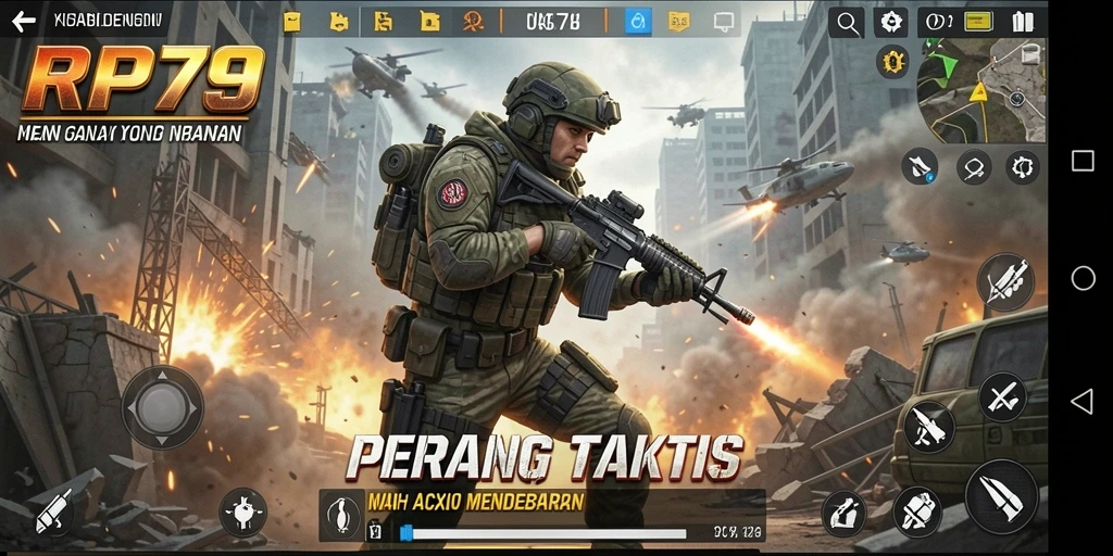Screenshot gameplay RP79 dengan pertempuran intens.