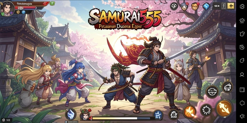 Tampilan gameplay seru dalam <strong>SAMURAI555</strong> dengan karakter anime menarik.